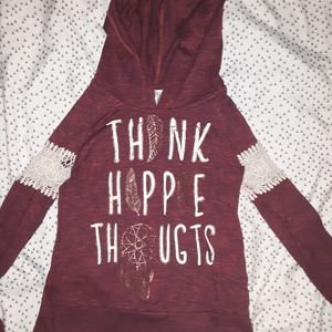 Long sleeve red sweatshirt with hood